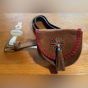 Xhileration  Suede Leather Pouch With Strap